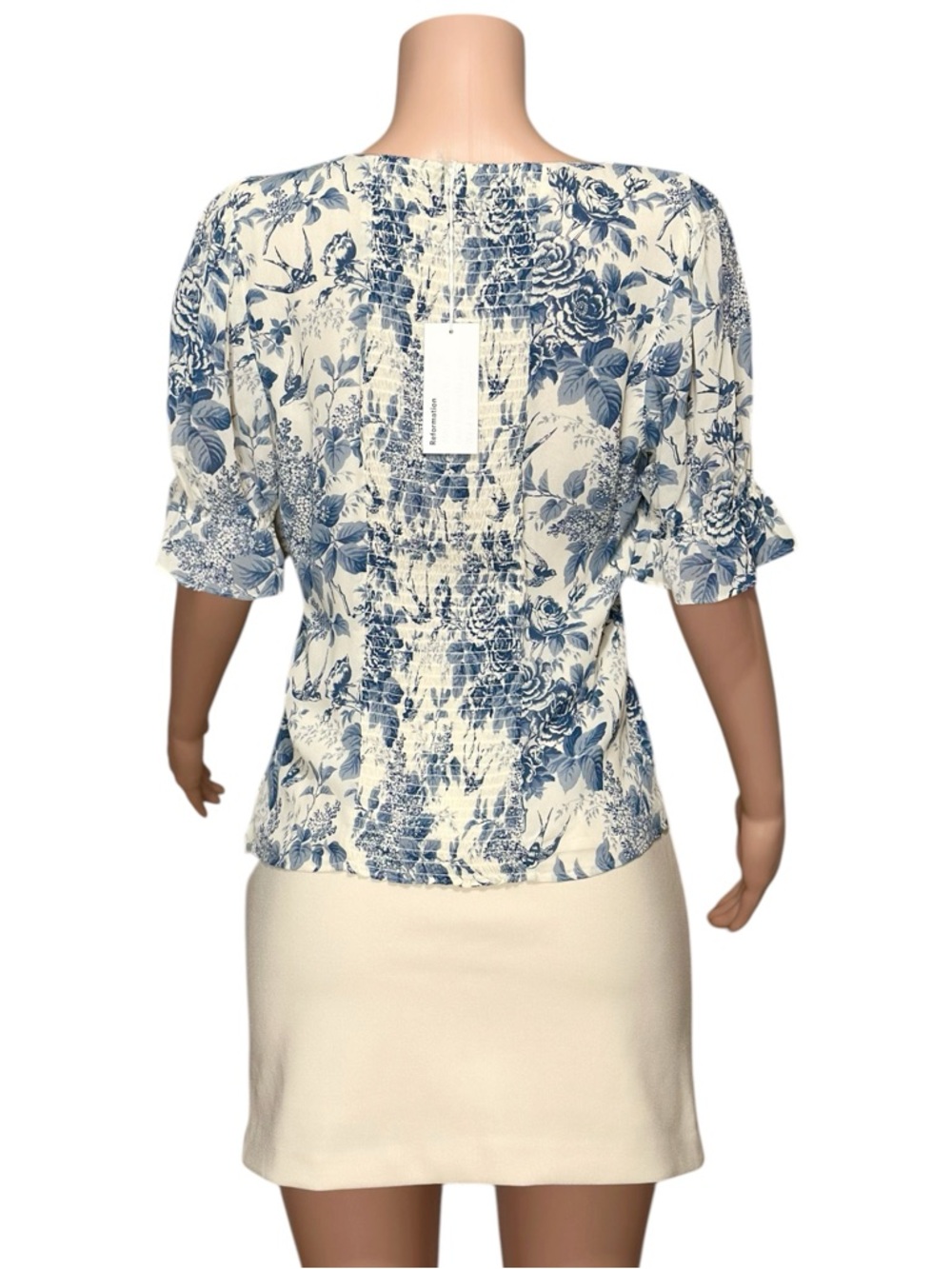 REFORMATION Constance Blouse, Ivory Blue Toile, 12 (US) - Picture 6 of 8